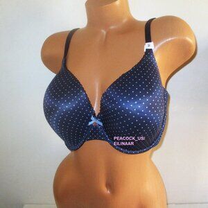 38DDD VICTORIA SECRET Body by Victoria Lightly Lined Full Bra Navy Polka dot